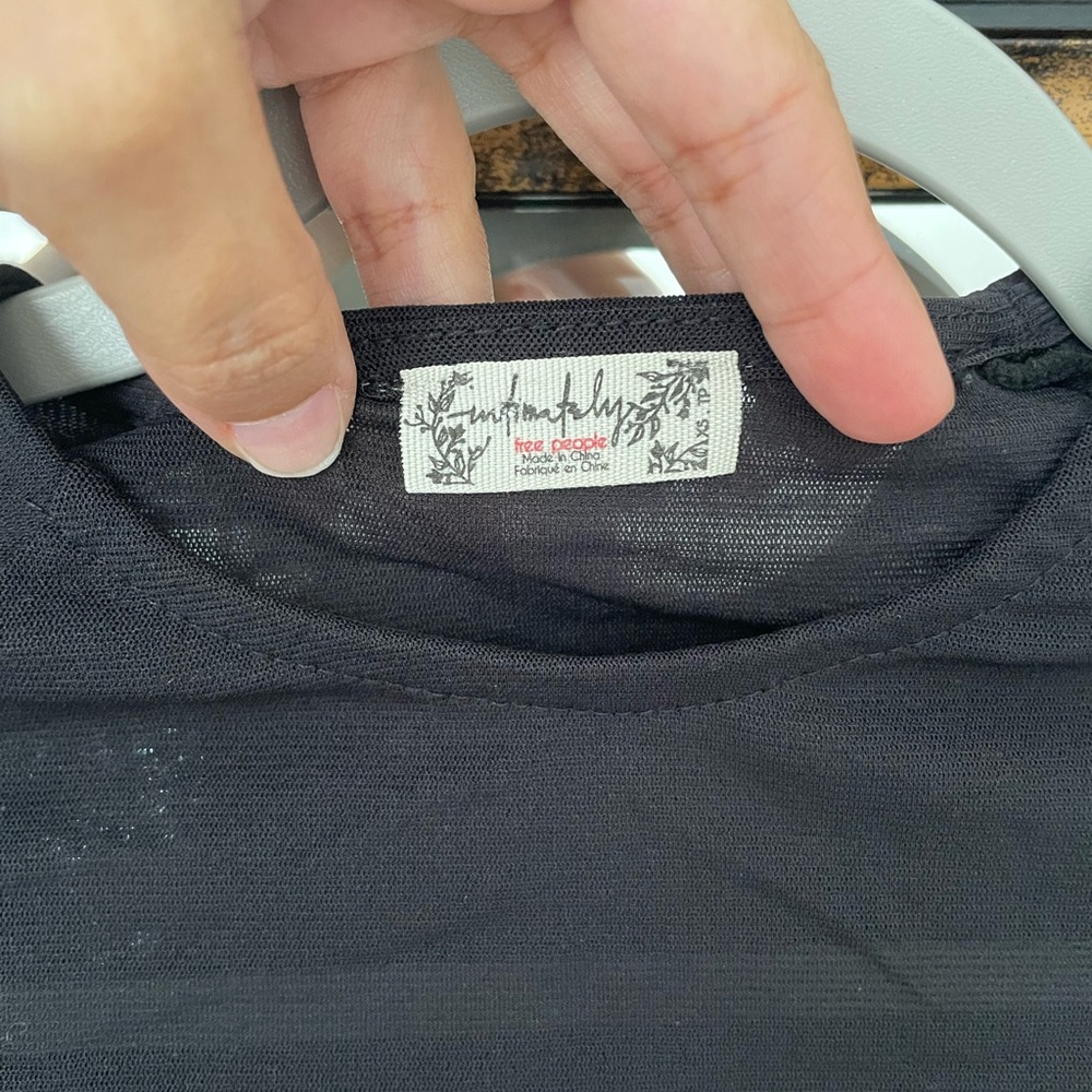Free People Black Sheer Bodysuit w/ Danity Sleeve Detail - Picture 3 of 4